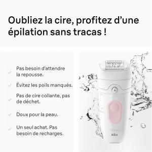 Image Epilateur Electrique Femme Braun Silk·épil 5 - Flamant Rose/Blanc à 99,99€