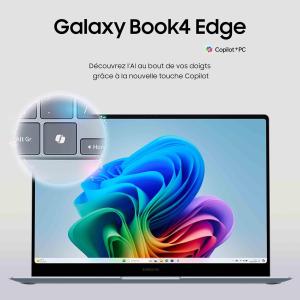 Image PC portable 14" Samsung Galaxy Book4 Edge (Snapdragon X, RAM 16Go, SSD 512Go) - Gris Glacier à 699,00€