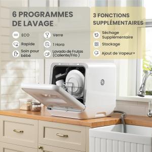 Image Lave-vaisselle Comfee Mini Lite CDWMTO201D - Blanc à 199,00€