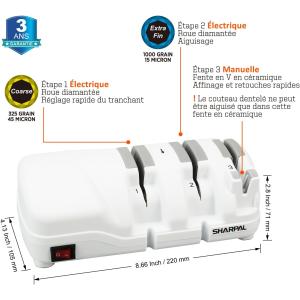 Image Aiguiseur de couteaux SHARPAL 198H - Blanc à 59,29€