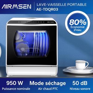 Image Mini lave-vaisselle AIRMSEN Comptoir - Blanc sur noir à 243,67€