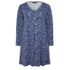 Image Robe Femme Yours Clothing Blue Floral Print Pleat Front Dress - Bleu à 18€