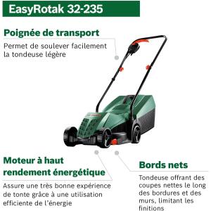 Image Tondeuse à gazon Bosch EasyRotak 32-235 - Vert à 84,99€