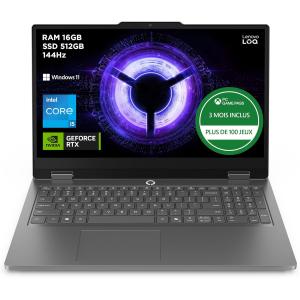 Image PC portable 15" gaming Lenovo LOQ Essential 15IRX11 (i5, RAM 16Go, SSD 512Go, RTX5050) - Gris à 899,99€