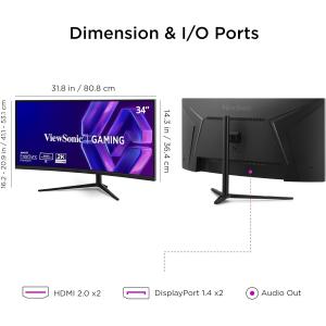 Image Écran PC Gamer ViewSonic VX3418C-2K - Noir à 229,99€