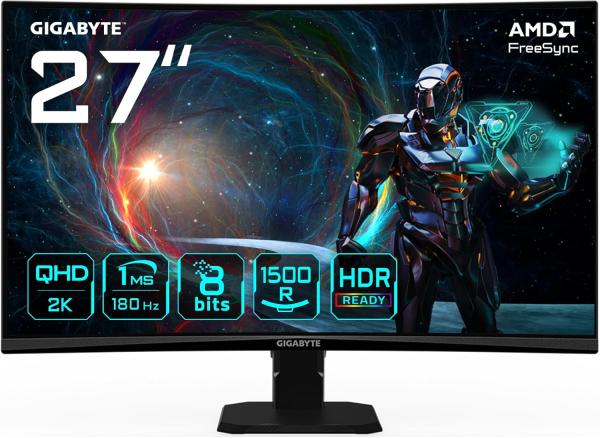 Image Moniteur PC Gaming Incurvé 27" Gigabyte GS27QCA QHD - 2560 x 1440, 180Hz,