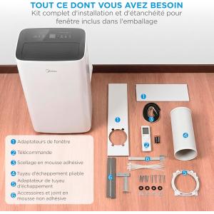 Image Climatiseur mobile Midea 9000 BTU - Blanc à 339,99€