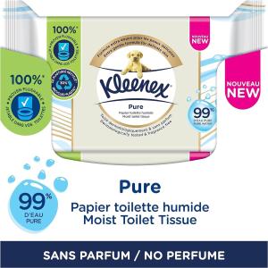 Image Pack 12 Paquets Papier toilette humide Kleenex Pure - Blanc à 16,55€