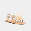 Image Sandales Fille à paillettes et fleurs LH - Jaune Or - 13,99€