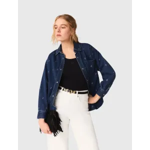 Image Chemise Femme Maje Chemise en denim strassé - Bleu à 165€