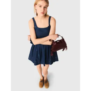 Image Robe évasée Femme Maje en denim brodé - Marine à 195€