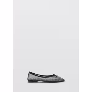 Image Ballerines Femme Mango en maille filet imprimé animal - Noir à 15,99€