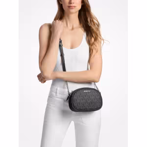 Image Sac à bandoulière Michael Kors Jet Set ovale à logo Signature - Noir à 110€