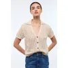 Image Polo en maille boutonné manches courtes - Beige clair à 20,99€