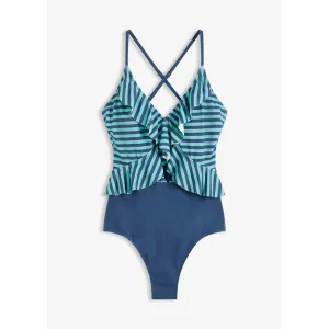 Image Maillot 1 pièce bonprix à volants et découpe - Plusieurs coloris à 12,99€