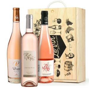 Image Caisse bois BienManger Paniers Garnis 3 vins rosés frais d'été - rosé à 26,95€