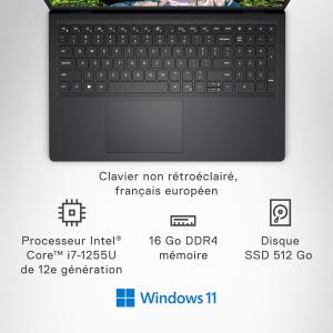 Image PC Portable 15.6 FHD Dell Inspiron 15 (3520) (i7, RAM 16Go, SSD 512Go, Win 11)