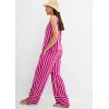 Image Pantalon bonprix rayé à taille élastiquée - Camel mat/marron rayé à 14,99€