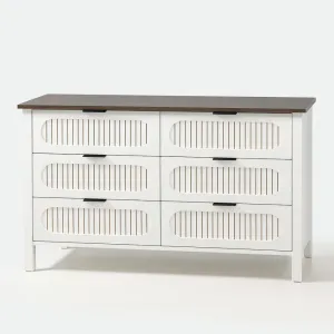 Image Commode BRIX 6 tiroirs - Blanc et bois foncé à 199,90 €