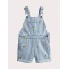 Image Salopette en denim brodée Fille - Bleu à 12,80€