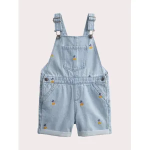 Image Salopette en denim brodée Fille - Bleu à 12,80€