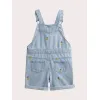 Image Salopette en denim brodée Fille - Bleu à 12,80€