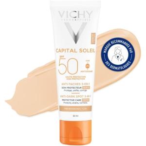 Image Crème solaire visage Vichy Capital Soleil SPF 50 Teintée - Naturel à 8,27€