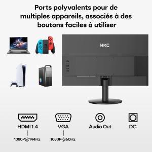 Image Écran PC 27" FHD Gamer HKC V2718S - 144Hz - Noir à 103,54€
