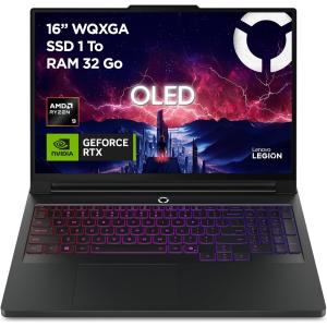 Image PC portable 16" OLED gaming Lenovo Legion Pro 7 16AFR10H (Ryzen9, RAM 32Go, SSD 1To, RTX 5070Ti) - Noir à 2 999,99€