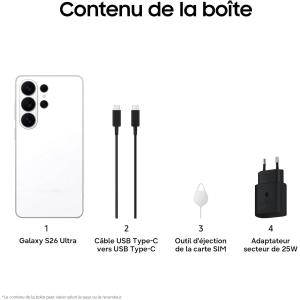 Image Smartphone Samsung Galaxy S26 Ultra 256 Go - Blanc à 1 187,10€