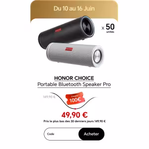 Image Enceinte Bluetooth HONOR CHOICE Portable Bluetooth Speaker Pro + Headphones Pro - Noir ou Blanc à 49€