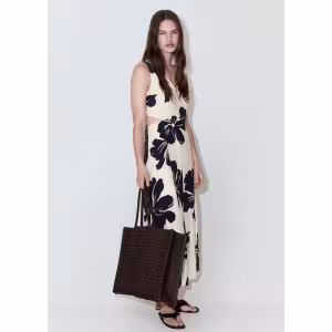 Image Robe Mango Robe à découpes et imprimé floral - Écru à 29,99€