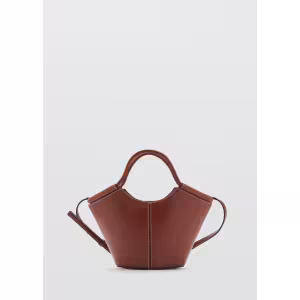Image Mini sac à bandoulière style cabas Mango - Marron moyen à 23,99€