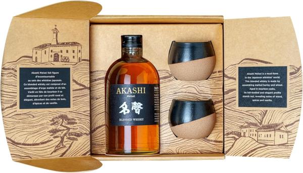 Image Coffret Whisky Japonais Akashi Meïsei + 2 Japanese Cups 40° 50cl