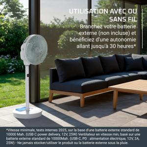 Image [Prime] Ventilateur Rowenta Turbo Silence Compact 3D Nomad QV5050F0 - Blanc et Eucalyptus à 109,99€