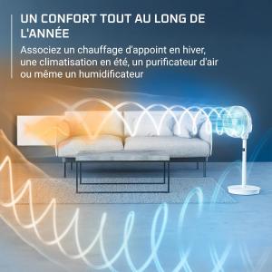 Image [Prime] Ventilateur Rowenta Turbo Silence Compact 3D Nomad QV5050F0 - Blanc et Eucalyptus à 109,99€