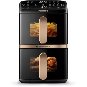 Image Airfryer PHILIPS NA462/70 Série 4000 Vertical Duo - Noir/Cuivre à 199,99 €