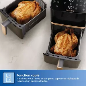 Image Airfryer PHILIPS NA462/70 Série 4000 Vertical Duo - Noir/Cuivre à 199,99 €