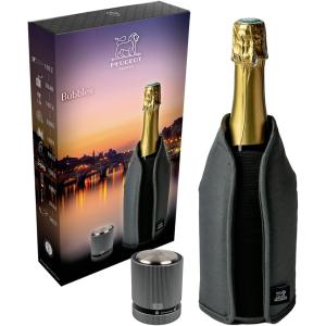 Image Coffret cadeau Bubbles Rafraîchisseur Frizz et bouchon à champagne Line - Gris Roche à 29,50€