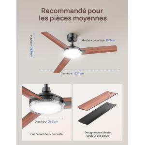 Image Ventilateur de plafond DREO DR-HCF004 - Noir à 99,99€