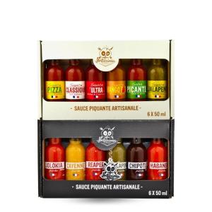 Image Coffret dégustation Hellicious 12 sauces pimentées artisanales françaises à 59,00€