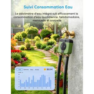 Image Programmateur d'arrosage WiFi meross MST200 - Vert avec Hub à 84,99€