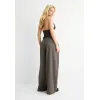 Image Pantalon de ville Femme Stradivarius maxi pinces ceinture - Marron à 21,59 €