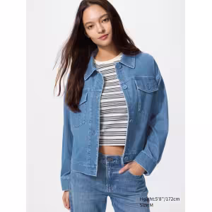 Image Veste UNIQLO Relax en jersey (Denim) - Bleu à 29,90€