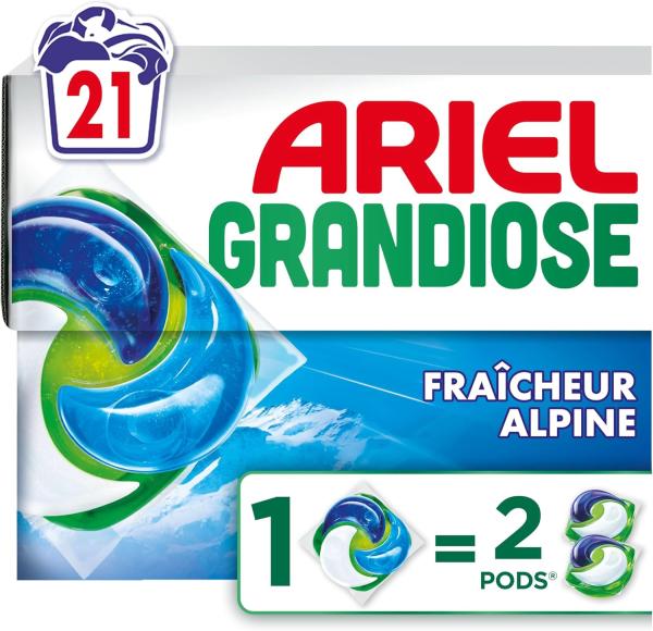 Image Lessive Liquide En Capsules Ariel Grandiose PODS Fraîcheur Alpine