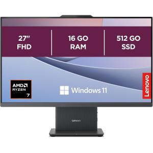 Image PC tout-en-un 27" Lenovo IdeaCentre 27ARR9 (RAM 16Go, SSD 512Go, Radeon 680M) - Gris Luna à 749,99€