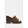 Image Sandales compensées Femme Zara Plateformes en daim - Marron à 18,38€