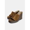 Image Sandales compensées Femme Zara Plateformes en daim - Marron à 18,38€