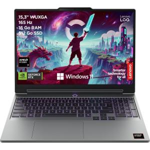 Image PC Portable gaming Lenovo LOQ 15AHP11 (Ryzen7, RAM 16Go, SSD 512Go, RTX5050) - Gris Lunaire à 999,99€