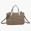Image Sac à bandoulière Bohemian Beauty Pochette rayée effet paille - Marron à 7,19€